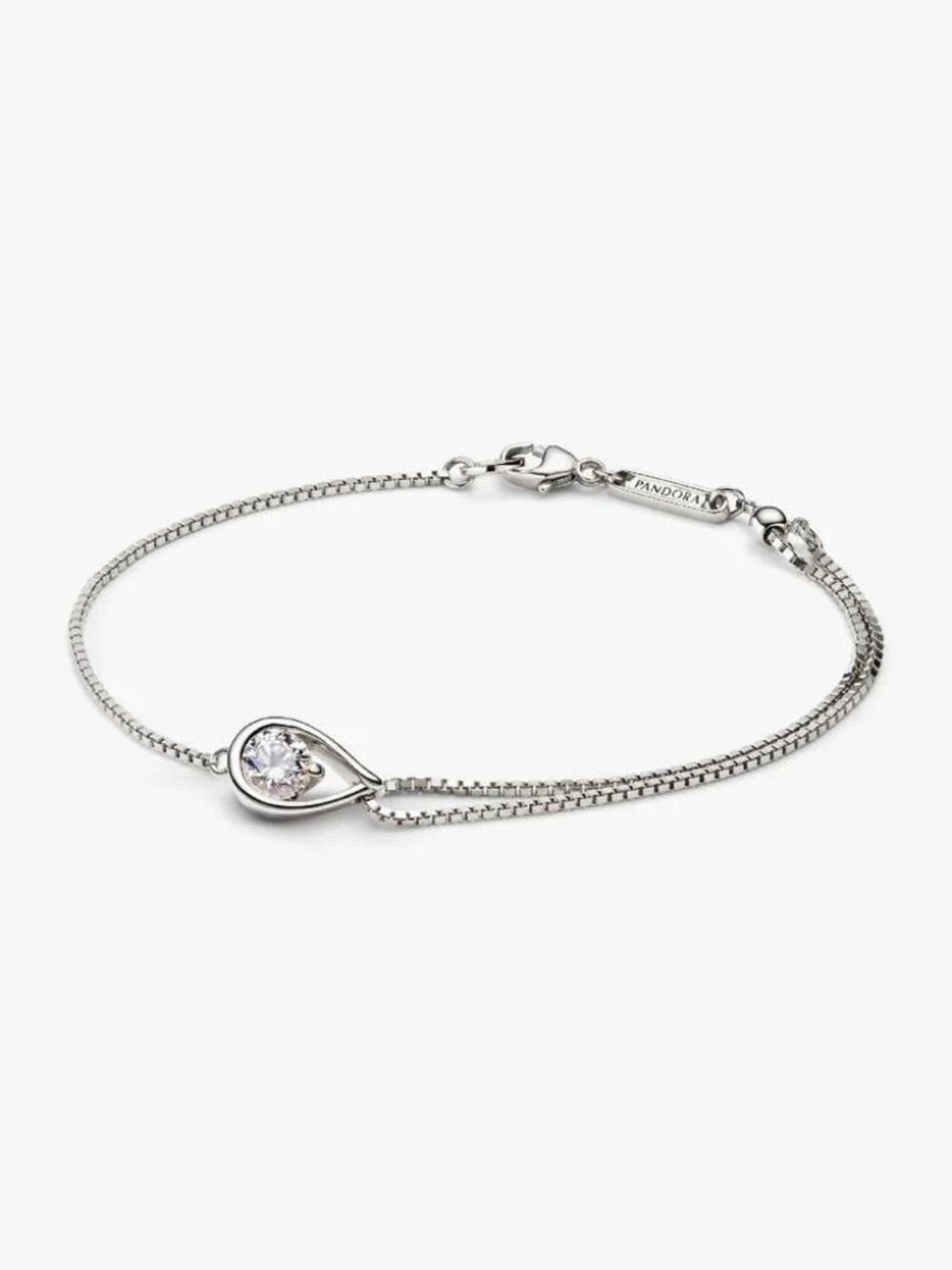 Pandora Infinite 14k White Gold Lab-grown Diamond Double Chain Bracelet